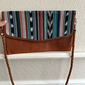 Nena & Co Leather Embroidered Date Night Clutch